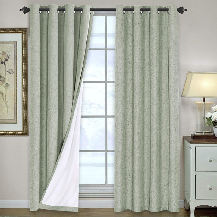 Linen-Look Blackout Curtains, Sage, 52 x 84 in, 2 Panels - Just Closeouts Canada Inc.