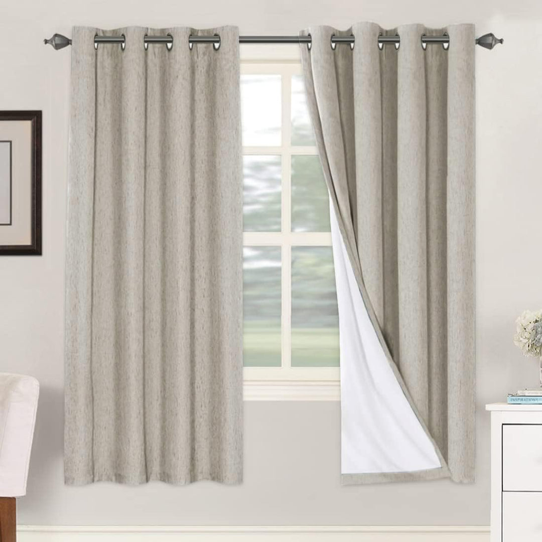 Linen-Look Blackout Curtains, Stone, 52 x 72 in, 2 Panels - Just Closeouts Canada Inc.