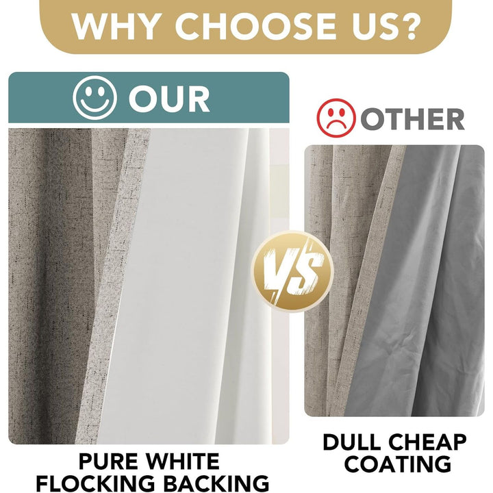 Linen-Look Blackout Curtains, Stone, 52 x 72 in, 2 Panels - Just Closeouts Canada Inc.