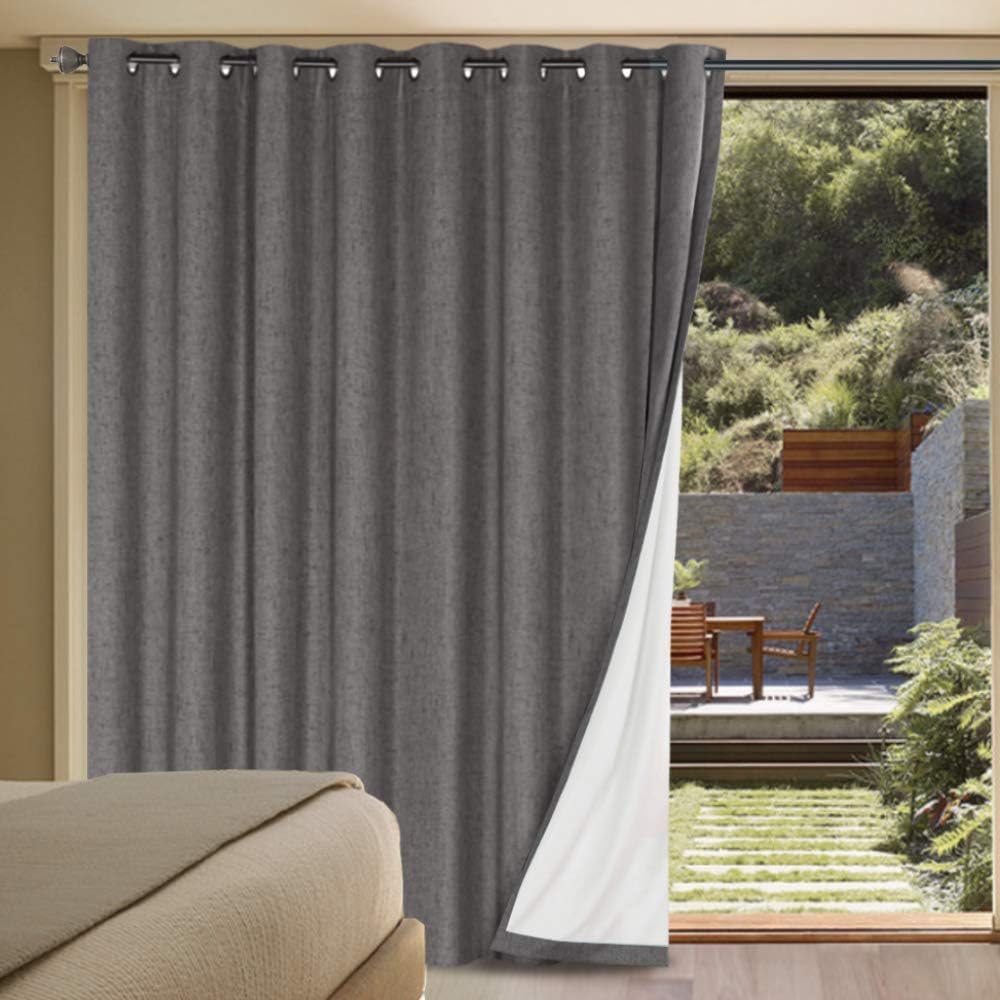 Linen-Look Blackout Patio Curtain, Grey, 100 x 84 in, 1 Panel - Just Closeouts Canada Inc.