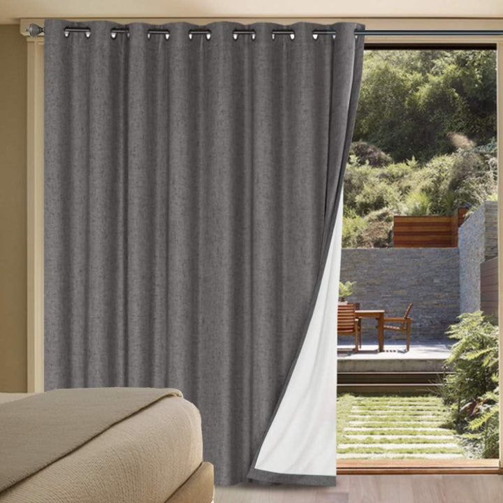 Linen-Look Blackout Patio Curtain, Grey, 100 x 84 in, 1 Panel - Just Closeouts Canada Inc.
