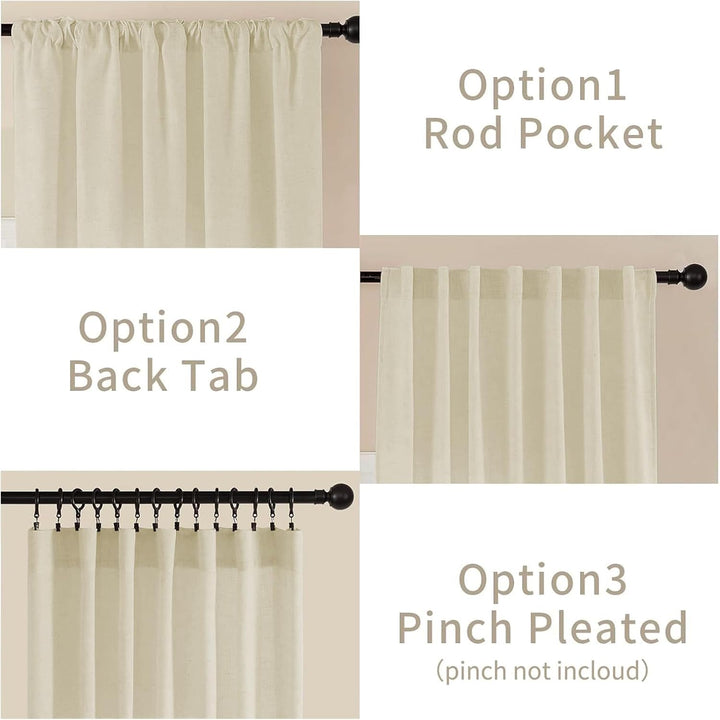 Linen Semi-Sheer Pleated Curtains, 2 Panels, 52 x 108 in - Just Closeouts Canada Inc.X00447B9HJ