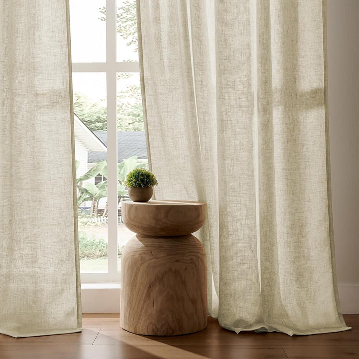 Linen Semi-Sheer Pleated Curtains, 2 Panels, 52 x 108 in - Just Closeouts Canada Inc.X00447B9HJ