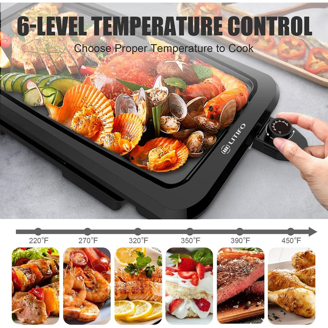 LITIFO Electric Griddle Indoor, 1450W Nonstick Extra Large BBQ Griddle Pan; 5 Thermostat Modes with Removable Oil Drip Warming Tray - Just Closeouts Canada Inc.