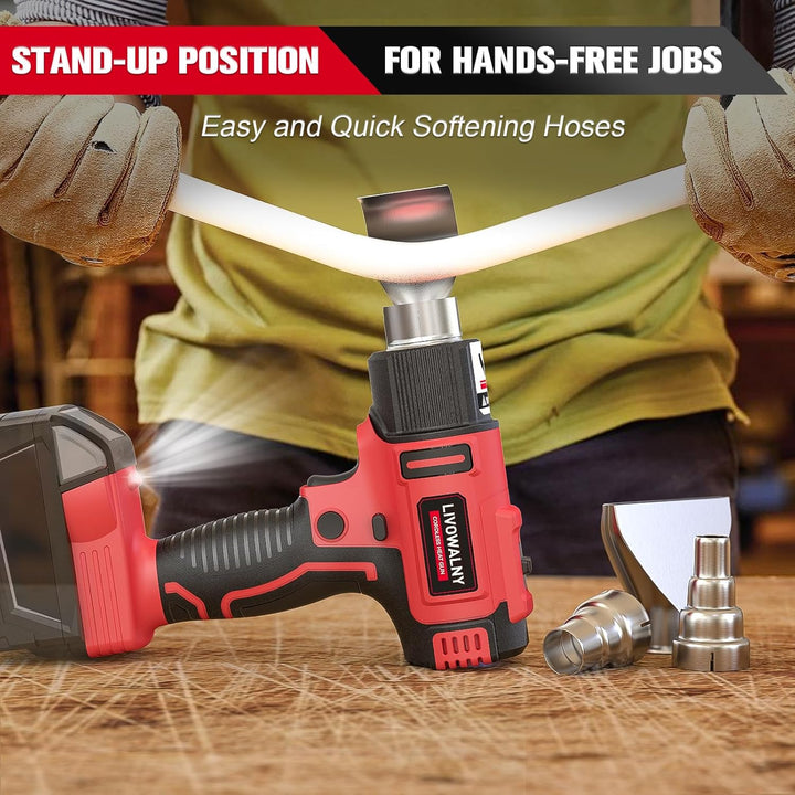 LIVOWALNY Cordless Heat Gun Compatible with Milwaukee 18V Battery, 350W 122?~1202? (50? - 550?) Variable Temperature Control Heat Gun Cordless with LCD Digital Display for Crafts(Battery Not Included) - Just Closeouts Canada Inc.