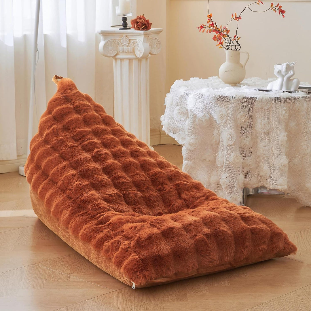 Burnt orange 250L faux rabbit fur bean bag cover, no filler