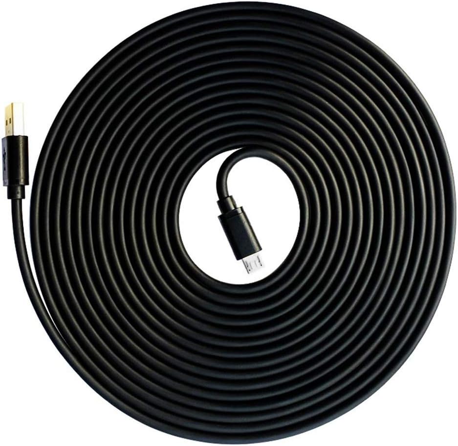 Coiled black 43-foot security camera power cable