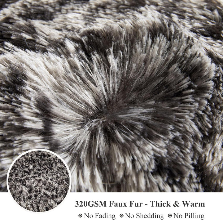 Light Grey Leopard-Print Faux Fur Body Pillow Cover, 20 × 54 in
