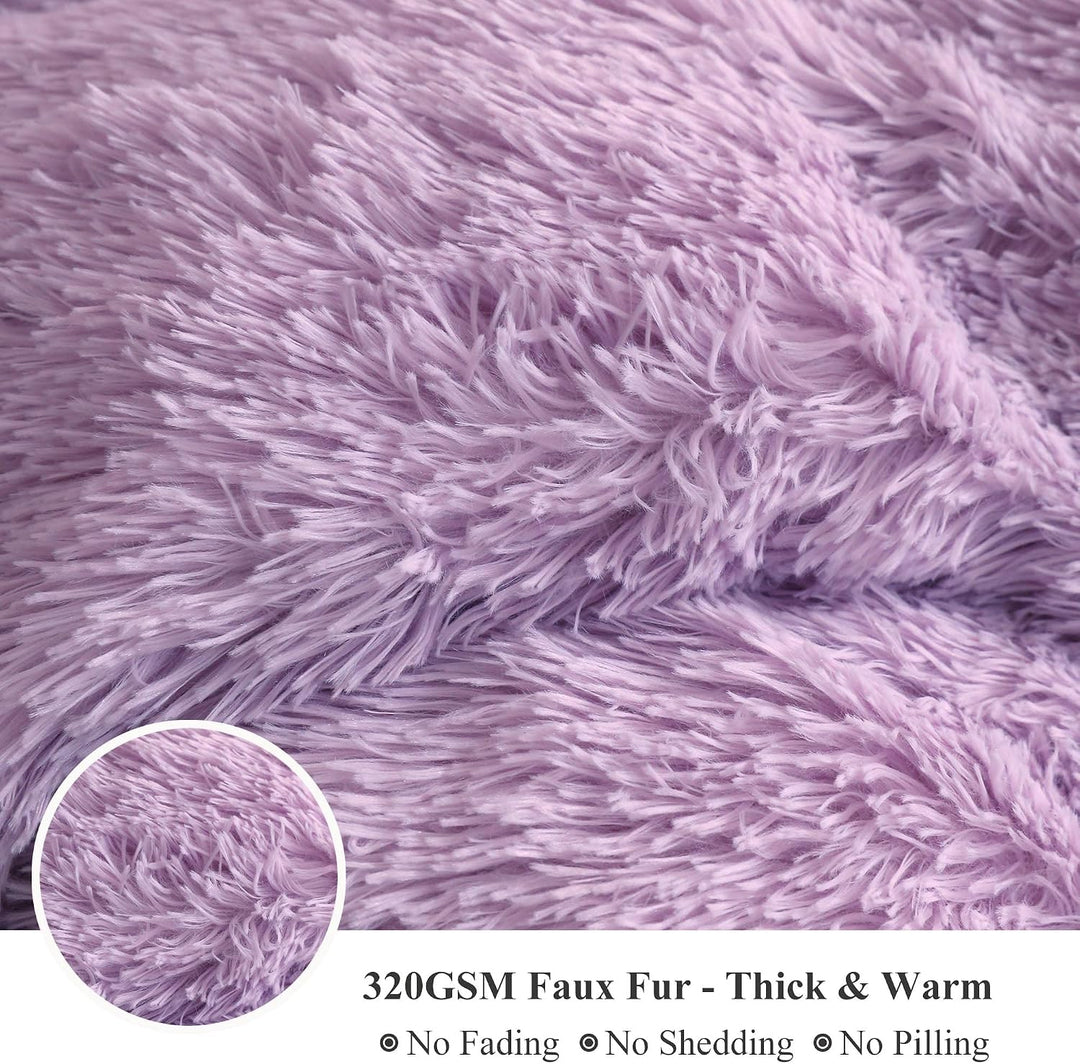 Orchid Lavender Plush Faux Fur Body Pillow Cover, 20 × 54 in