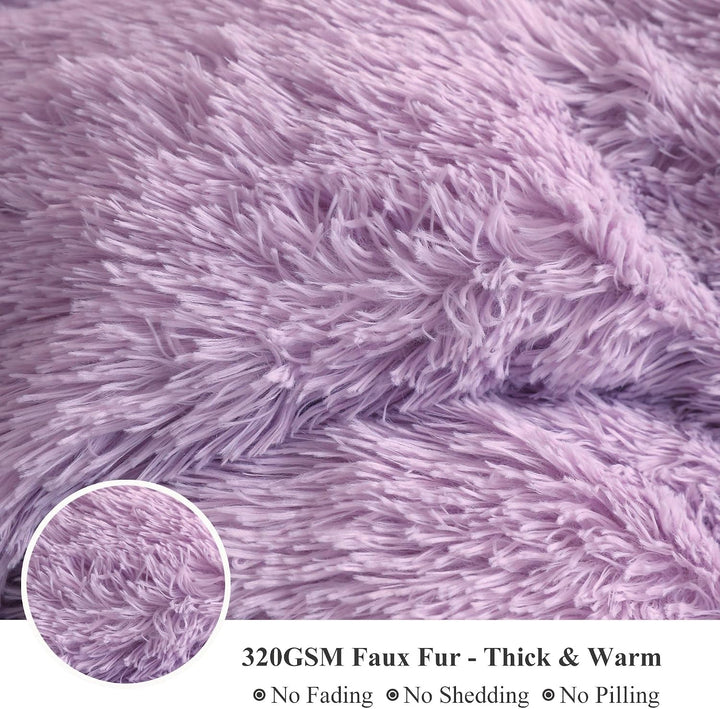 Orchid Lavender Plush Faux Fur Body Pillow Cover, 20 × 54 in