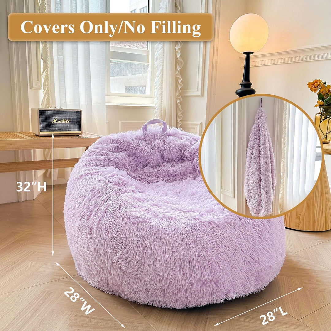 Lavender small faux fur bean bag cover, no filler