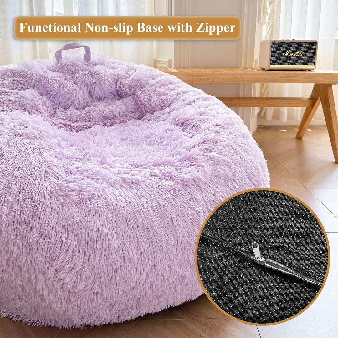 Lavender small faux fur bean bag cover, no filler