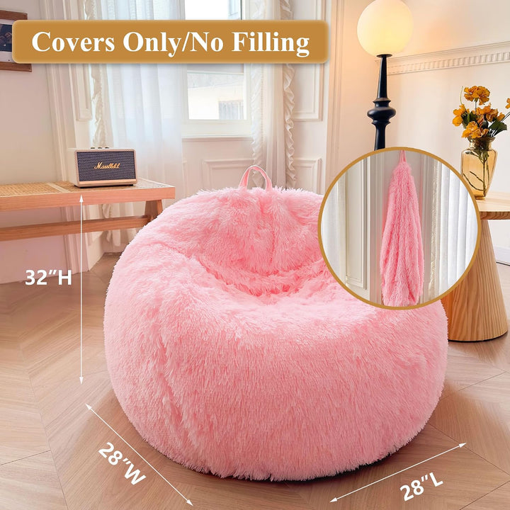 Pink small faux fur bean bag cover, no filler