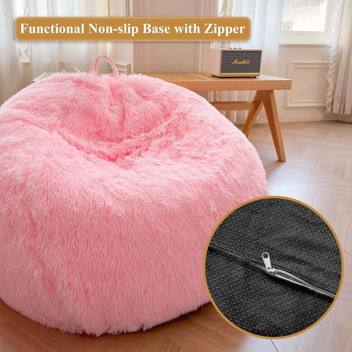 Pink small faux fur bean bag cover, no filler