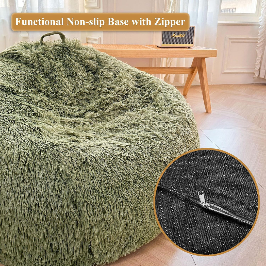 Sage Green small faux fur bean bag cover, no filler