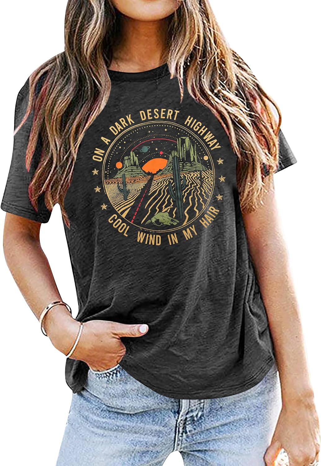 grey desert highway graphic T-shirt, view 1