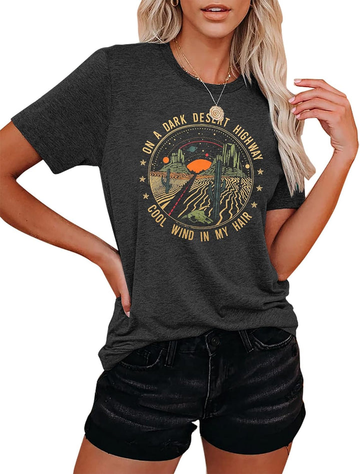 grey desert highway graphic T-shirt, view 2