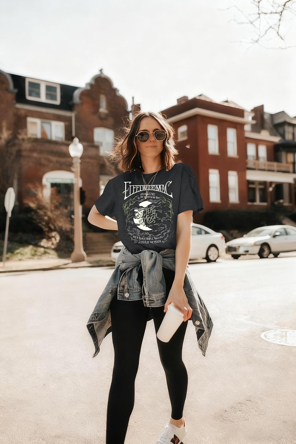 grey vintage rock music graphic T-shirt, view 4