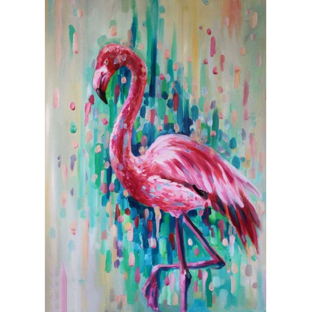 Colourful flamingo diamond painting artwork
