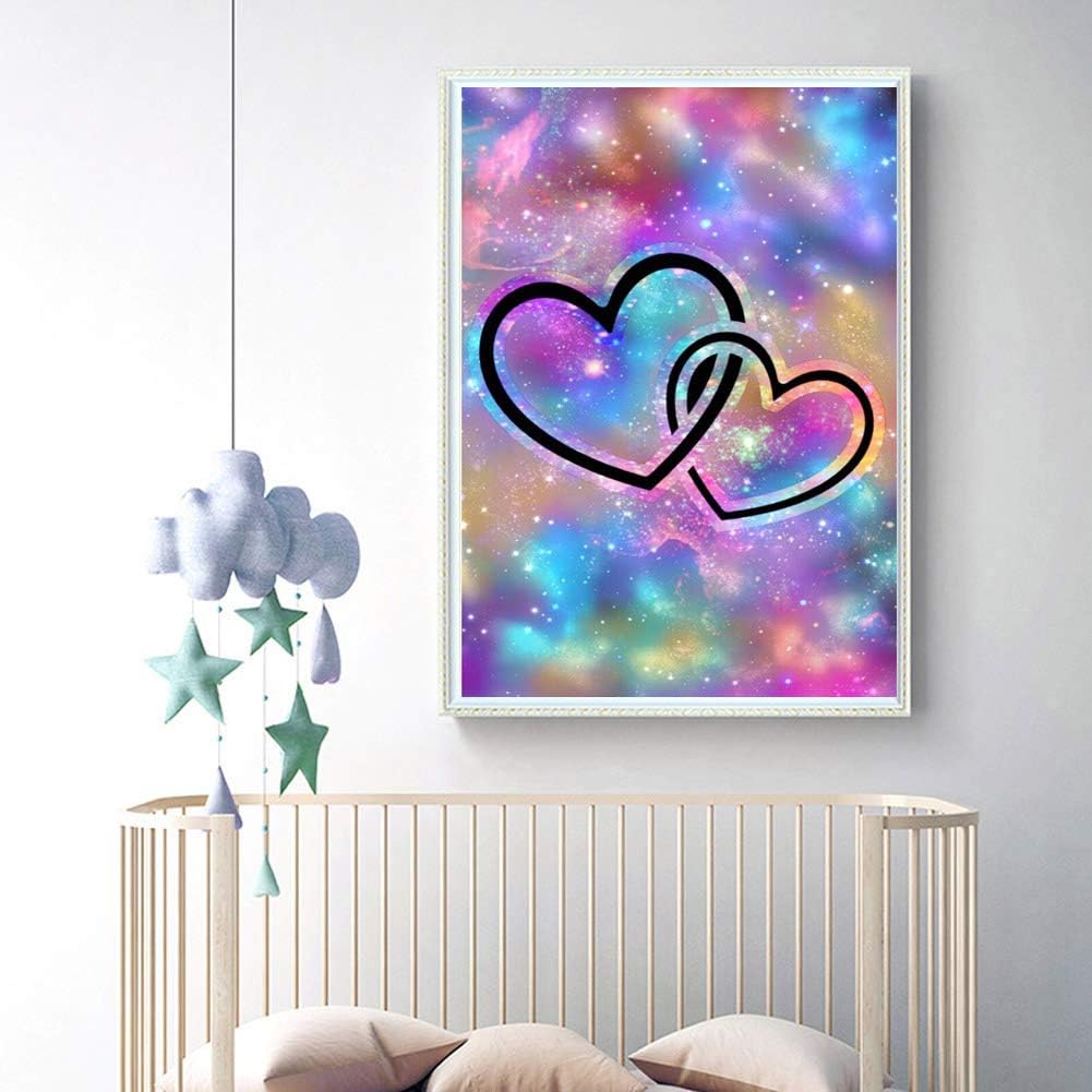 Two hearts diamond painting displayed