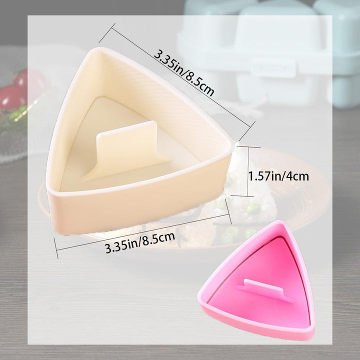 pink and beige triangle onigiri mold set, view 2