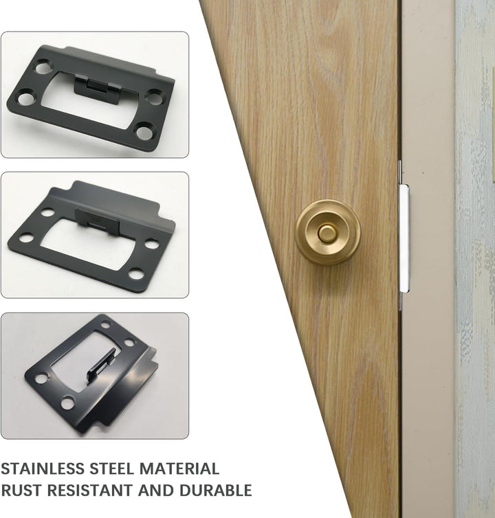 two black door strike plates with screws, view 3
