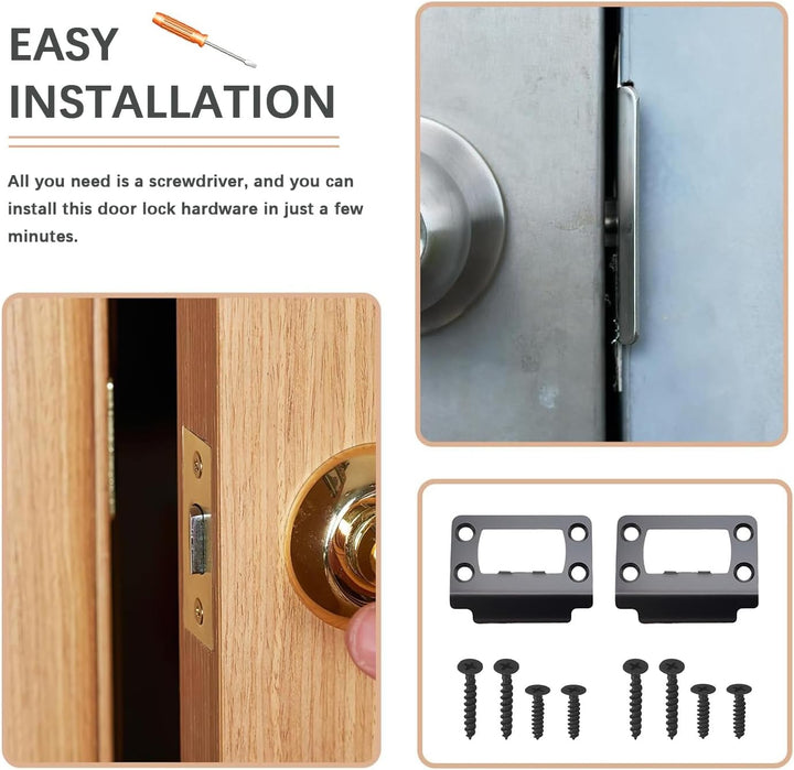 two black door strike plates with screws, view 4