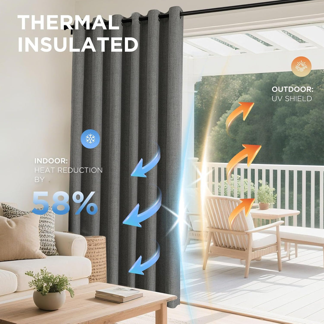 Grey 52 x 108 blackout curtain panels, view 3