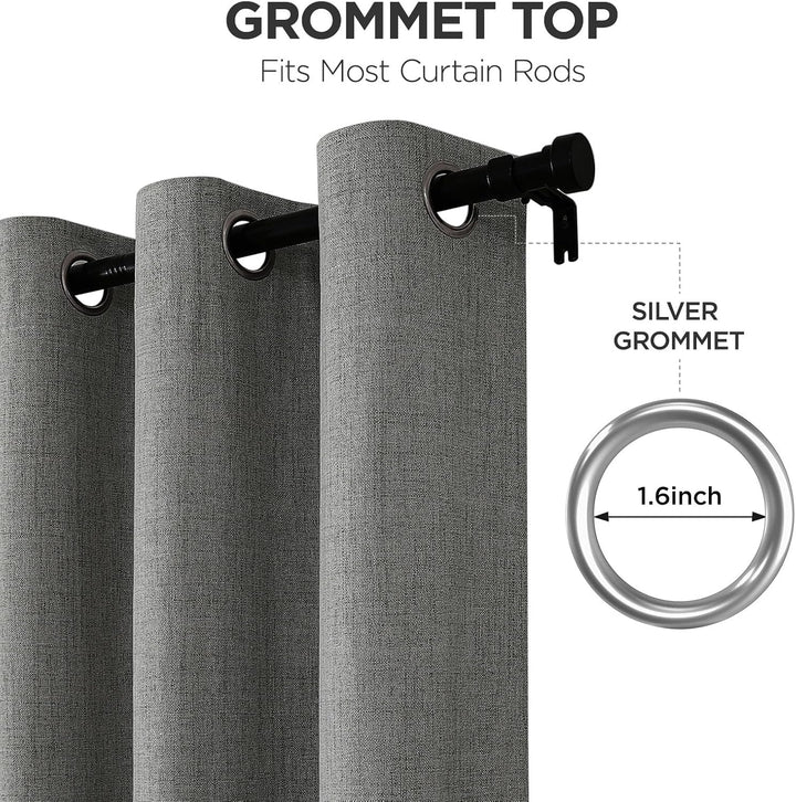 Grey 52 x 108 blackout curtain panels, view 4