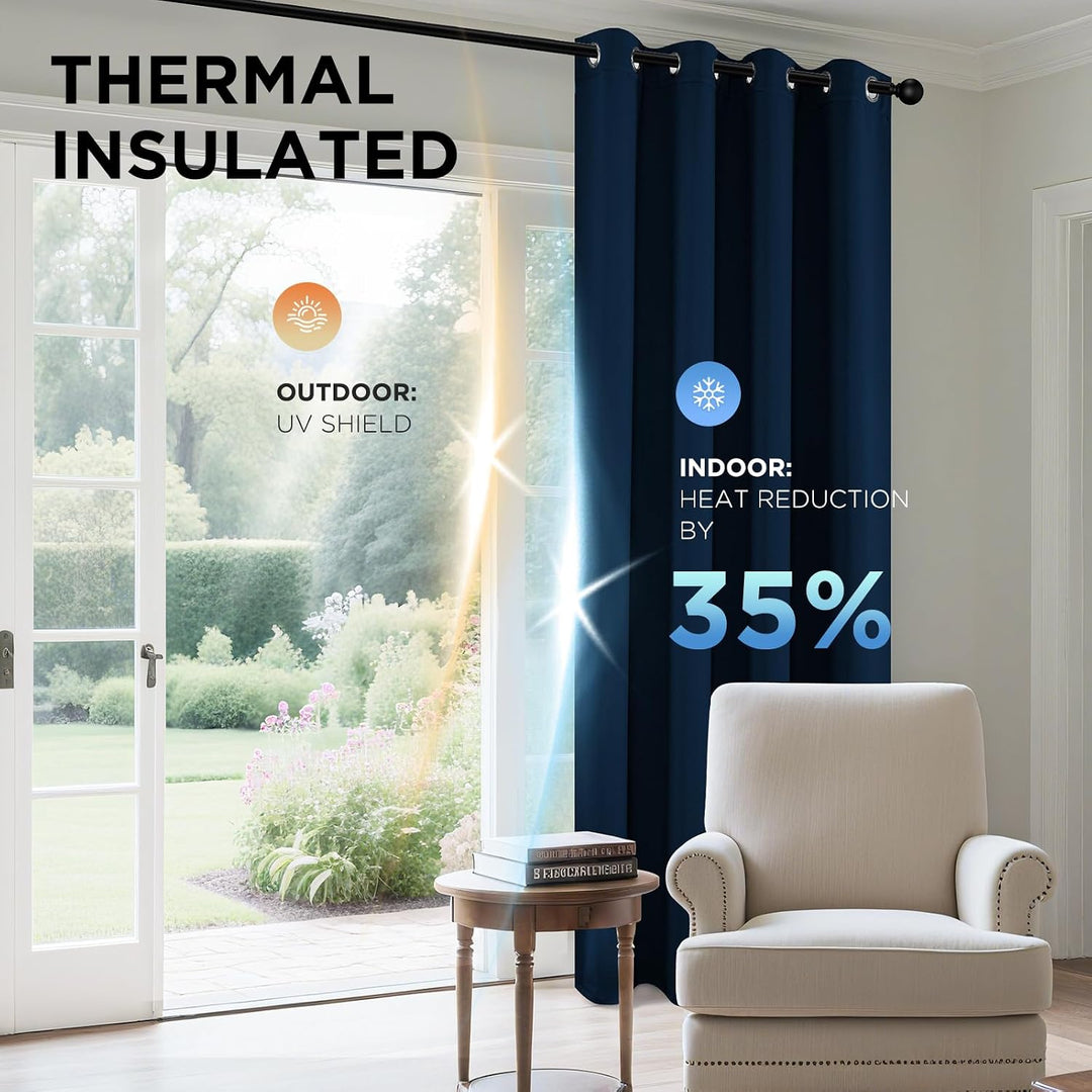 Navy blue 42 x 84 blackout curtain panels, view 5