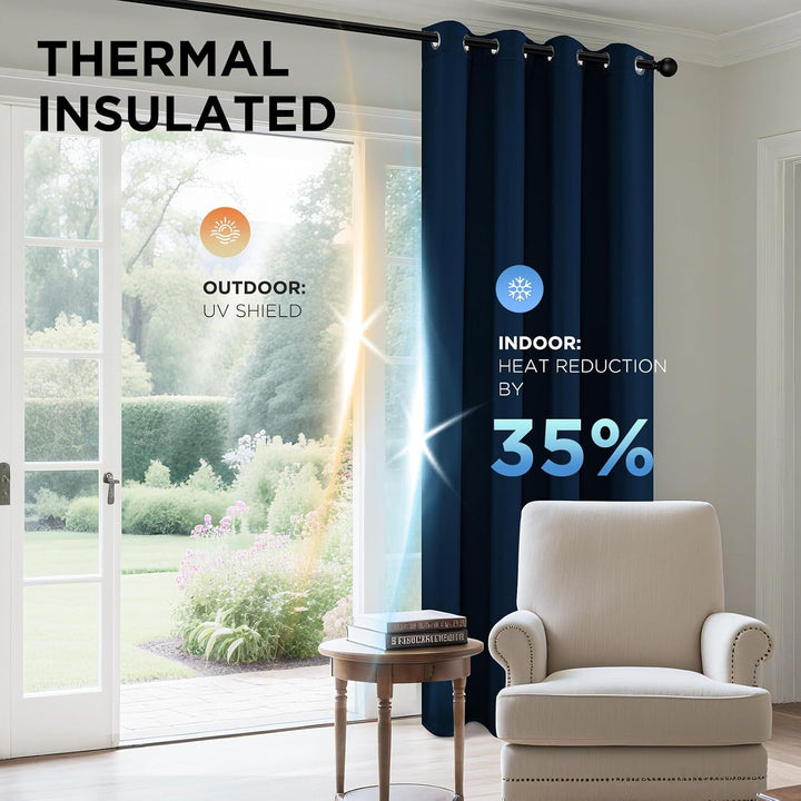 Navy blue 42 x 84 blackout curtain panels, view 5