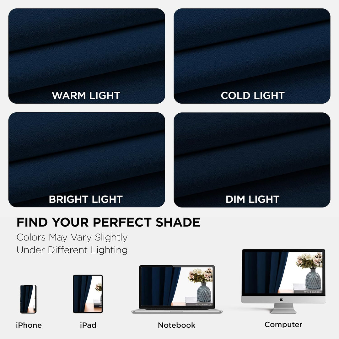 Navy blue 42 x 84 blackout curtain panels, view 6