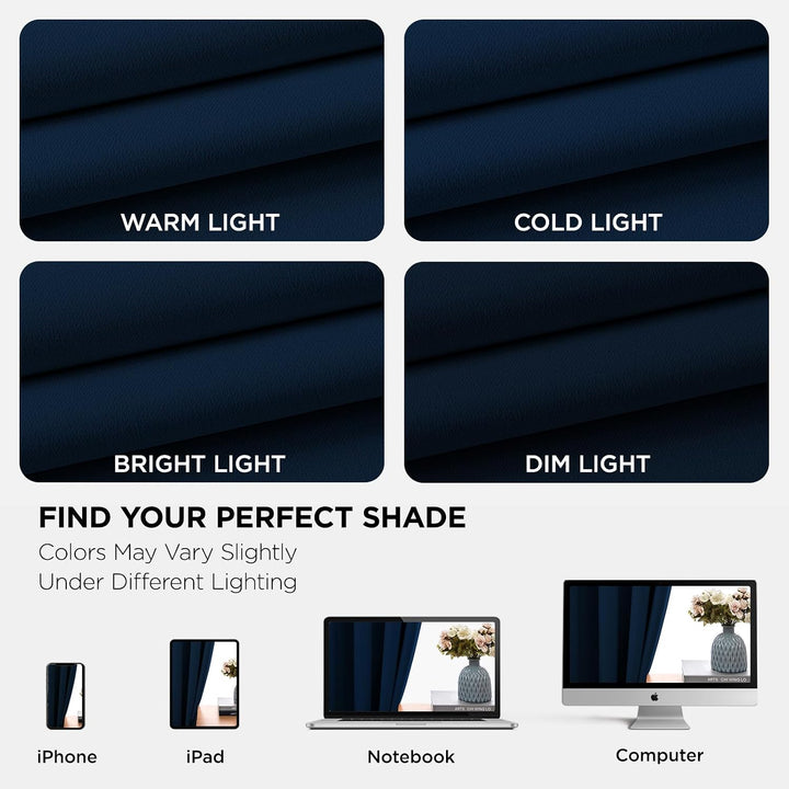 Navy blue 42 x 84 blackout curtain panels, view 6