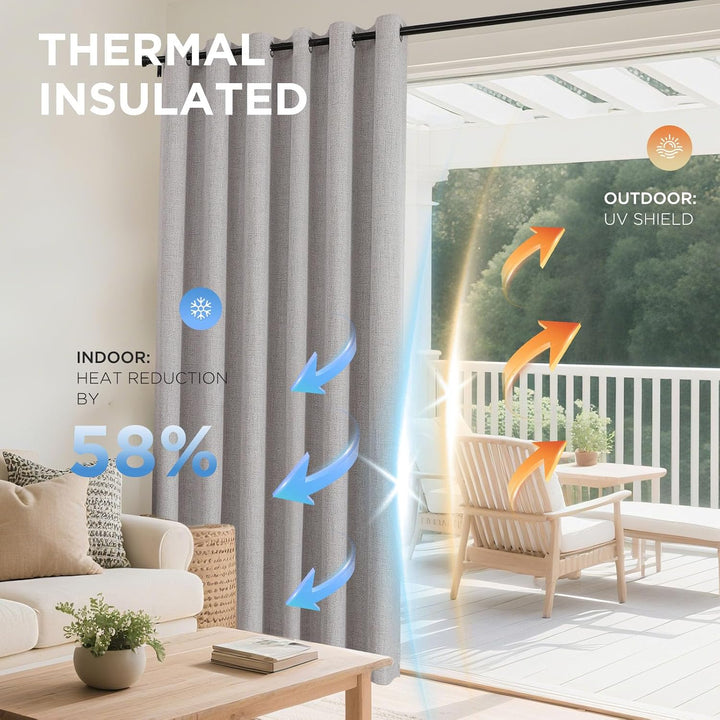 greyish white 52 by 90 inch blackout curtain panels, view 3