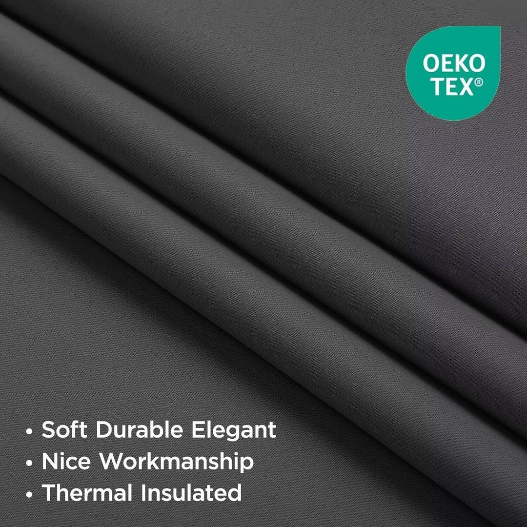 dark grey 52 by 95 inch blackout curtain panels, view 2