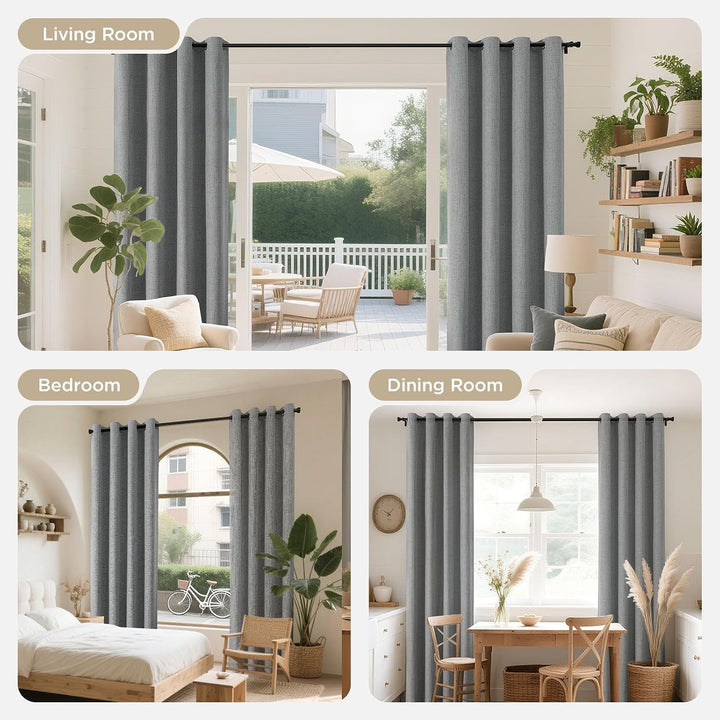 light grey 52 by 108 inch blackout curtain panels, view 5