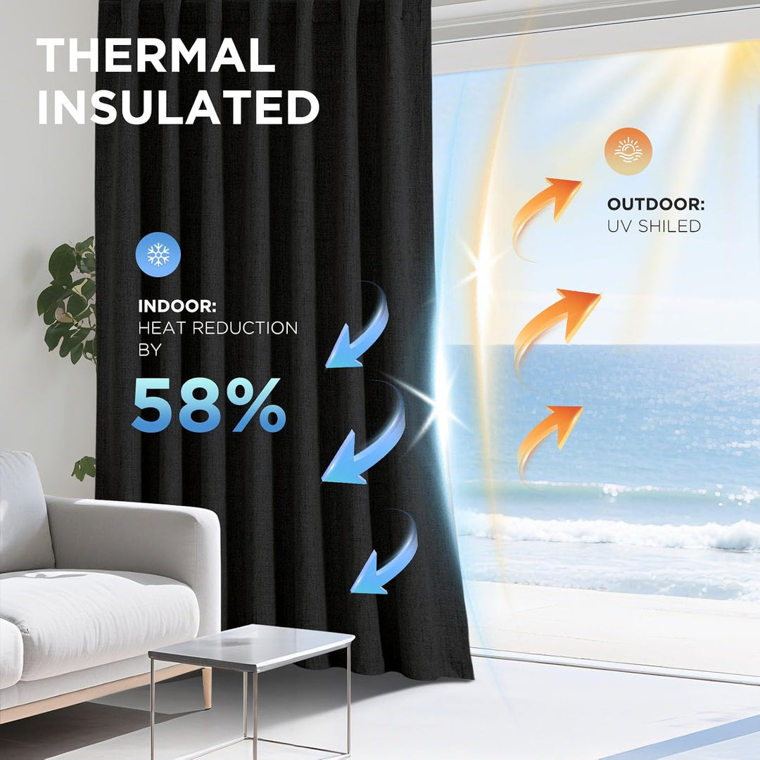 black 52 by 63 inch blackout curtain panels, view 3