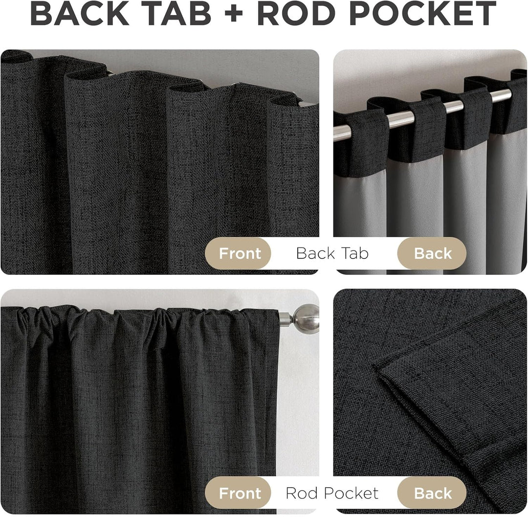 black 52 by 63 inch blackout curtain panels, view 5