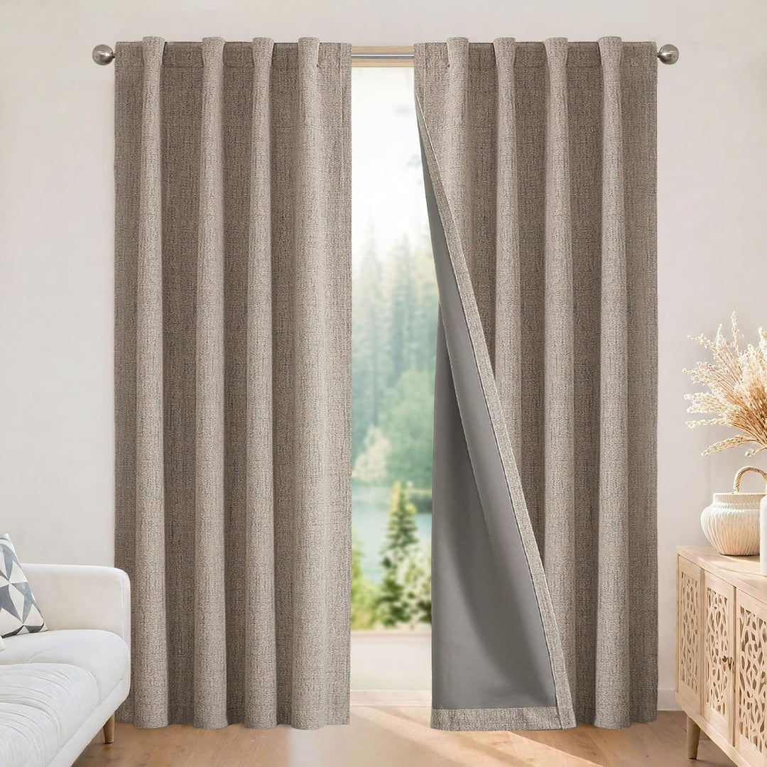linen 37 by 96 inch blackout curtain panels, view 1