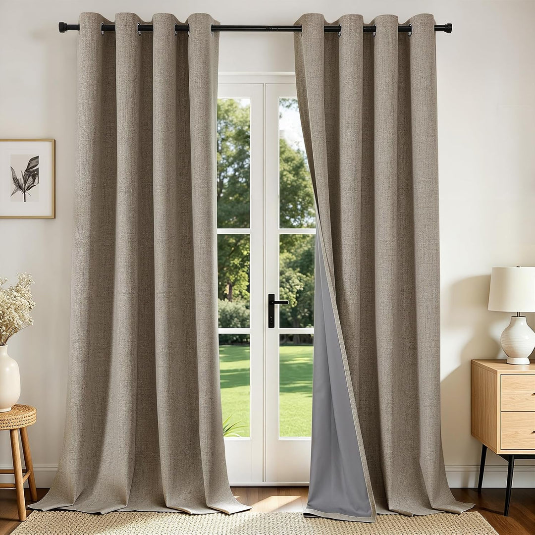 linen 52 by 96 inch blackout curtain panels, view 1