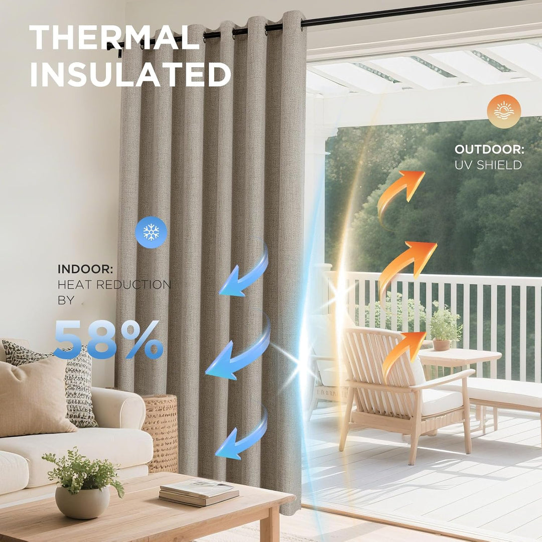 linen 52 by 96 inch blackout curtain panels, view 3