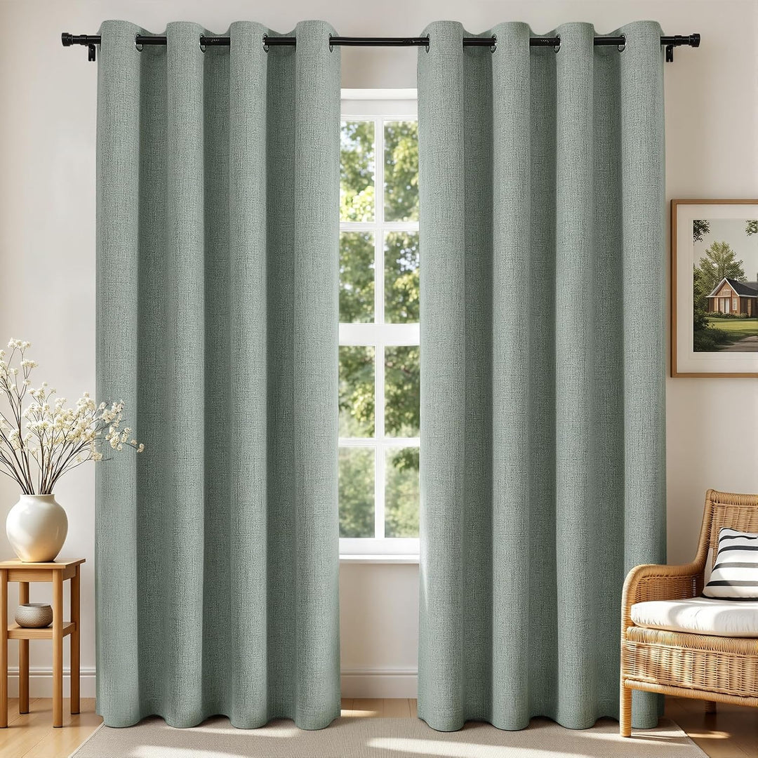 sage green 52 by 63 inch blackout curtain panels, view 1