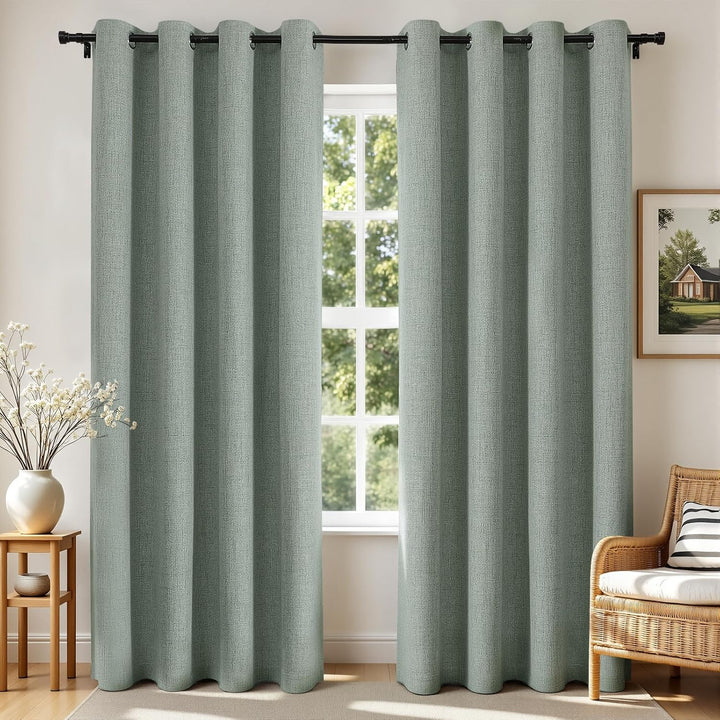 sage green 52 by 63 inch blackout curtain panels, view 1