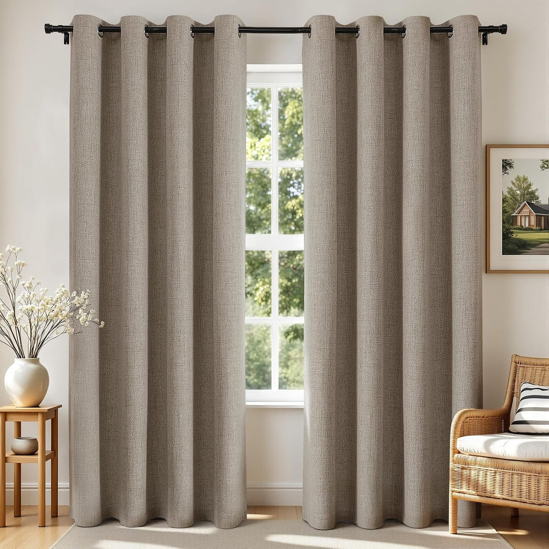 Linen 52 x 72 blackout curtain panels, view 1