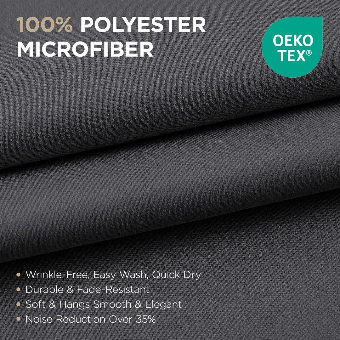 dark grey 52 by 108 inch blackout curtain panels, view 2