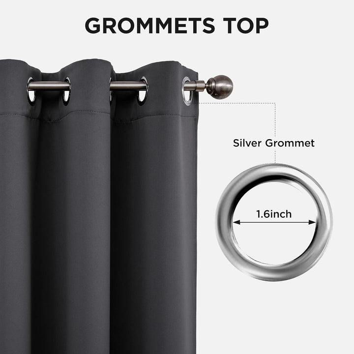 dark grey 52 by 108 inch blackout curtain panels, view 5
