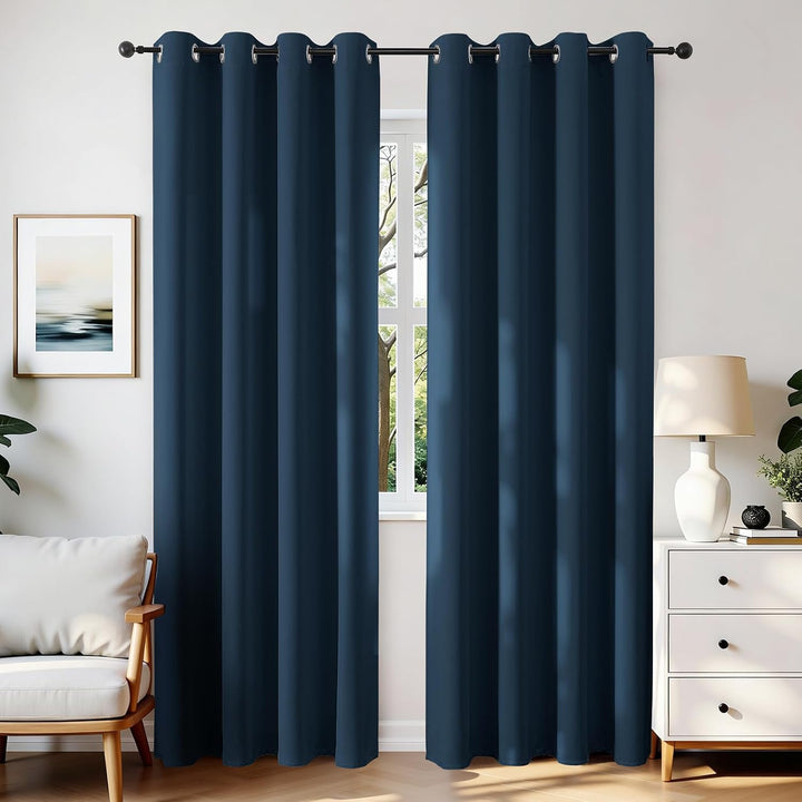 navy blue 52 by 84 inch blackout curtain panels, view 1