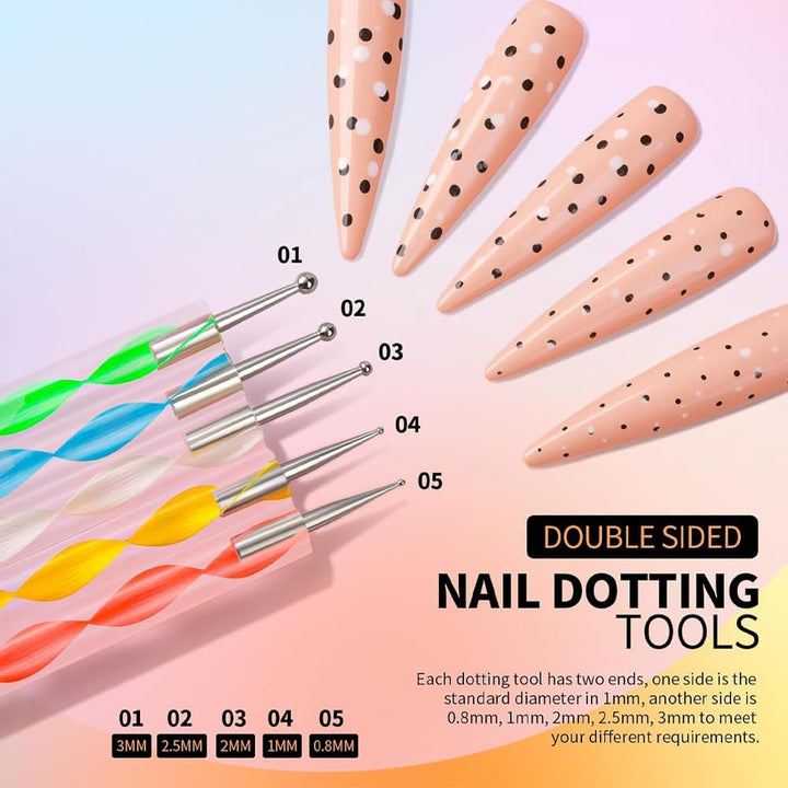 Pink Nail Art Brush, Dotting Tool & Holder Kit, view 3