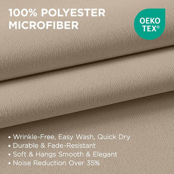 Light Beige Blackout Grommet Curtains, 2 Panels, 52 x 108 in, view 1