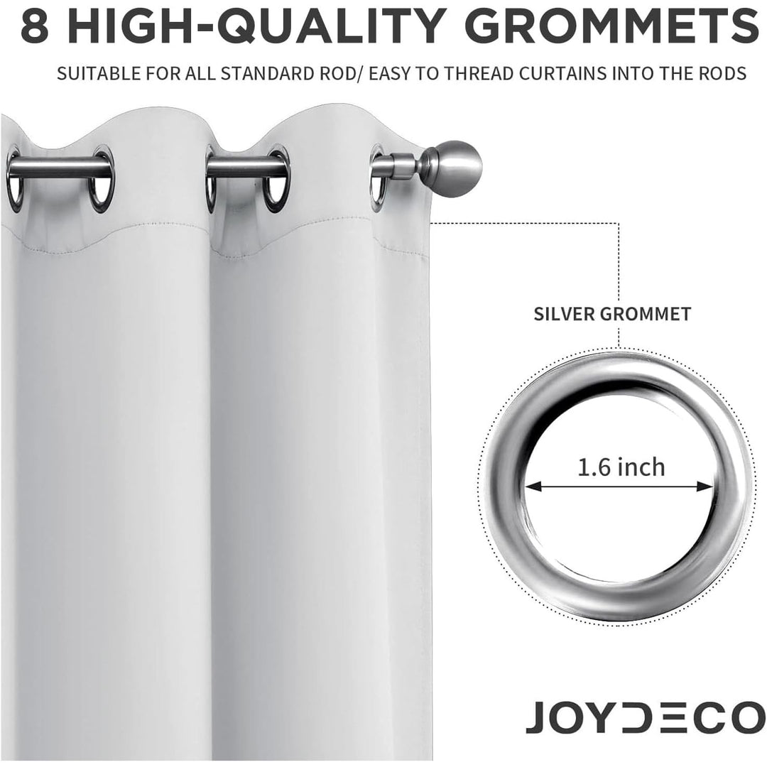 Greyish White Blackout Grommet Curtains, 2 Panels, 52 x 45 in, view 2
